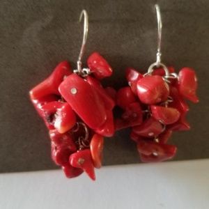 Red Coral Chip Earrings